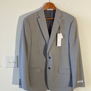 NEW NWT Calvin Klein Suit Jacket Blazer gray slim fit 100% 2 button mens 44R